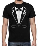 Tuxedo Funny Wedding Party Bow Tie Costume Premium Men's Shirt (Black, X-Large)