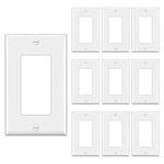 BESTTEN 10 Pack of 1-Gang Decorator Wall Plate, Standard Size Receptacle Outlet Plate, Unbreakable Polycarbonate Decor Switch Cover, cUL Listed, White