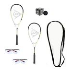 Dunlop Sports Beginner Squash Racquet Set (Includes 2 Racquets, 2 Eyeguards, 1 Ball, Cover)