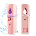 2 Pack Nano Facial Mister Mini Face Humidifier Portable Facial Sprayer Rechargeable Handy Nano Mister,Facial Sprayer Steamer Mist Nano Ionic Eyelash Extensions Face Spa Beauty Skin Care with USB Cable (Pink+Pink, 20ml)