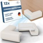 Hoffenbach 12x Baby Corner Protectors – Soft Foam Edge Guard for Kids – Self-Adhesive Bumpers for Child Safety, Furniture, Desks, Tables – Safe & Durable – White