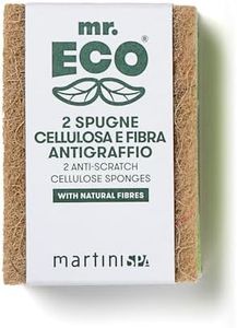 martini SPA - Mr Eco - Spugna doppia azione, cellulosa e fibra antigraffio, colore verde e marrone, 10x7x2 cm, 32g, 2 unità - Made in Italy -