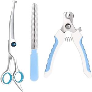 3Pcs Dog Grooming Scissors, Dog Hair Cutting Scissors,Professional Pet Hair Cutting Tools,Ideal for Home Grooming (Blue B)
