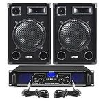 SP 12" Bluetooth PA Speakers and Amplifier FPL1000 MP3 Mobile DJ Party System