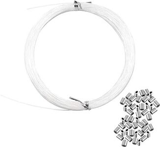 Invisible Hanging Wire Supports Up to 60lbs,98Feet(30M) Clear Picture Wire with 40Pcs Aluminum Crimping Sleeves,Strong Nylon Wire for Hanging Picture Frame,String Light,Christmas Decor