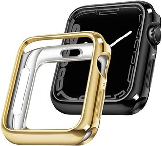 top4cus 40mm Cover Soft Flexible TPU Anti-Scratch Protective 40mm Iwatch Case Compatible with Apple Watch Series 6 Series SE Series 5 Series 4, Black Case & Gold Case