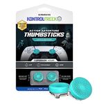 KontrolFreek Lotus for Playstation 5, PS5 and Playstation 4, PS4, Performance Thumbsticks, 2 Mid-Rise Concave, Teal/Clear