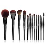 Jessup Full Makeup Brushes Set 13pcs, Professional Vegan Foundation Powder Contour Blush Highlight Eyeshadow Blending Concealer Spoolie EyeLiner Brush, Phantom Black T300