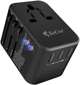 Universal Travel Adapter, SeCro All-in-One International Travel Adapter with Fast Charging (35.5W) Pd & QC 3.0 Dual USB-C Power - 3 USB Ports, Worldwide Wall Charger for USA EU UK AUS