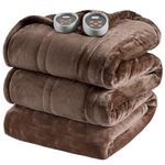 Beautyrest Heated Blanket, Electric Blanket, Soft, Warm, Reversible Plush - Sherpa Heating Blanket with 20 Heat Settings, 1-10 hrs Timer Auto Shut Off, Machine Washable, King (90 inx100 in), Chocolate