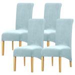 Leorate Velvet Dining Chair Covers: Thick High Back Velvet Chair Slipcovers Stretch Fabrics Cover For Large Chair Washable Removable Chair Cover For Home Decor (Pack of 4, Light Blue)