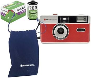 Agfa AG603001S Photo Analogue 35 mm Photo Camera Red Set (Film + Battery)