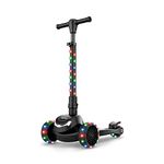 Jetson Scooters - Jupiter Mini 3 Wheel Kick Scooter (Black) - Collapsible Portable Kids Three Wheel Push Scooter - Lightweight Folding Design with High Visibility RGB Light Up LEDs on Stem and Wheels