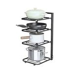 INDOORIST Heavy Duty Steel Adjustable Pan Organiser | 4-Tier Pan Organiser For Cupboard | Pan Lid Holder | Pot Lid Holder | Pot Stand | Baking Tray Rack | Kitchen Racks & Holders | Black