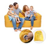 Aerogogo Inflatable Couch Self Inflatable Sofa, Air Couch with Built-in Air Pump Rechargeable, 4kPa High-Pressure & Durable Blow up Couch Camping Couch for Picnic Beach Home (Loveseat-Yellow)