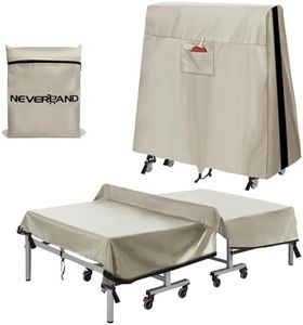 NEVERLAND Ping Pong Table Cover Outdoor Waterproof, Table Tennis Cover Indoor & Outdoor Fits Universal 9x5 FT Tables Folding & Flat Tables with Paddles Organize Bag, 600D Oxford Fabric, Beige
