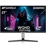 SANSUI 27 Inch WQHD 2560 x 1440P Gaming Monitor 180Hz/144Hz 1ms Fast IPS 2K Computer Monitor, HDMI 2.0 x2 | DP 1.2 x2 | VESA Mount, 120% sRGB HDR Eye Care Metal Stand(ES-G27F2Q DP Cable Included)