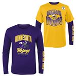 NFL Boys Youth 8-20 Game Day Team Color 3 Pack T-Shirt and Long Sleeve Combo Shirt Set, Minnesota Vikings, X-Large