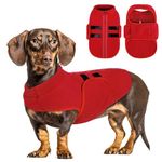 Queenmore Medium Dog Sweaters, Soft Fleece Vest Pullover Dog Jacket with Leash Hole, Warm Winter Dog Clothes Cold Weather Doggy Dachshund Sweater for Medium Dogs Cats Boy or Girl (Red,M)