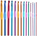 BCMRUN 14 pcs Multicolor Aluminum Crochet Hooks Knitting Needles Craft Yarn 2-10mm