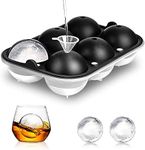 AUS LIVING Premium Ice Sphere Maker, 6 Spherical Balls Ice Tray Makes Large 6cm Ice Spheres, Securing Systems Preventing Leakage - Food Safe Silicone, Perfect for Whiskey and Cocktails, Funnel Included