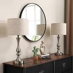 EDISHINE Bedside Lamps Set of 2, 3 Way Dimmable Touch Lamp with USB Charging, Table Lamps for Living Room, Bedroom, Beige Linen Shade (LED Bulbs Included)