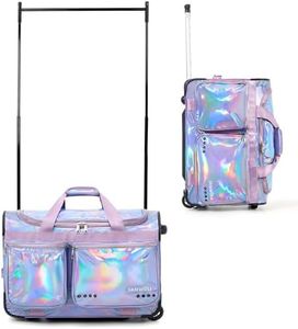 Fanwoli 23" Dance Bag with Garment Rack | Prism-Glowing Collection | Waterproof Iridescent Fabric | Ideal Competition Duffle Bag for Dancer Cheerleader Little Princess | Mermaid Seablue