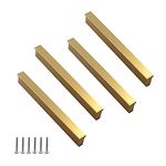 Zerniple Overall Length 116mm Golden Handle Pull Kitchen Cabinet Handle Solid Aluminum Alloy Drawer Wardrobe Pull Cupboard Knobs Hole Spacing 96mm (4 Pieces)