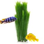 Mascot Pets 40cm Life LIke Tall Large Green Plastic Artificial Plant Wild Bush Reeds for Aquarium Fish Tank Aquatic Greenery Décor Decoration Water Grass Plants Hide