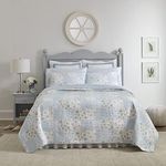 Laura Ashley Home | Kenna Collection | Luxury Premium Ultra Soft Quilt Coverlet, Comfortable 3 Piece Bedding Set, All Season Stylish Bedspread, King, Cornflower