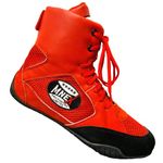 MNEX PRO FIGHTING LIMITED Suede Leather Wrestling Shoes - Ultimate Traction Lightweight Boxing MMA Shoes Men for Powerlifting & Crossfit | Comfortable Unisex Gym Boots with Rubber Sole | Red Sizes 9