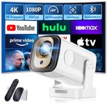 [Built-in App] Mini Projector 1080P Full HD,4K Projector,Smart Projector Featuring Auto Focus & Keystone Correction,Portable Projector WiFi 6 & Bluetooth 5.4,180°Rotation.Support Phone/HDMI/USB/White