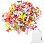 TYGFRT 100 Pieces Of Bow Hair Ropes, 1 Piece Of Storage Bag, Pet Hair Accessories, Creative Dog Hair Ties, Cartoon Rubber Bands For Pets, Cat Headwear Accessories