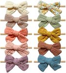 Baby Girl Headbands and Linen Hair Bows, Stretchy Nylon Hairbands for Newborn, Infant, Toddlers