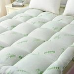 Bamboo Mattress Topper Queen Size, Cooling Extra Thick Breathable Mattress pad with 8-21”Deep Pocket, Soft Quilted Fitted Mattress Cover with Down Alternative Fill,60 x 80 Inch