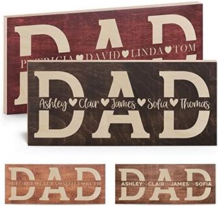 Birthday Gifts for Dad, Dad Sign with Kids Names - 2 Size - 4 Wood Colors - 5 Fonts - 7 Icons - Gift for Dad from Daughter, Son