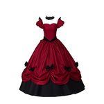 Gothic Southern Belle Victorian Dress Marie Antoinette Wedding Dress Ball Gown Rococo Masquerade Prom Dress, Red, Small