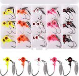 30PCS Painted Jig Heads Fishing Lures with Willow Spoon Spinner Blades Lead Jig Head Hook for Crappie Panfish Bass Trout