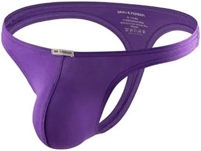 MuscleMate Men's G-String Thong Brief Underwear, Hot Solid Men's Thong G-String Brief Underwear. (US, Alpha, X-Large, Regular, Regular, Purple)