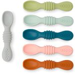 Simka Rose Silicone Baby Spoons Self Feeding 6 Months - First Stage Infant Spoons for Babies & Toddlers- Baby Led Weaning Spoons Set of 6- Easy on Gums Food Training Utensils Dishwasher Microwave Safe