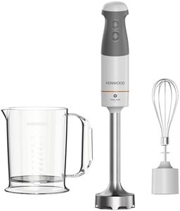 Kenwood Triblade XL HBM40.002WH Frullatore ad Immersione, Mixer, Asta XL in Acciaio Removibile, Dotato di Frusta a Filo e Bicchiere Graduato con Manico da 0,75L, Potenza 850watt, Bianco