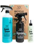 Peaty's Bicycle Cleaning Kit (Dry) - Wash, Degrease & Lubricate - Essential For Bike Maintenance & Care - Biodegradable Foaming Cleaner, Drivetrain Degreaser & Chain Lubricant - MTB Road E-Bike Safe