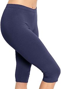 Women's and Plus Size Knee-Length and Ankle Length Leggings | X-Small- 7X Adult, Navy Blue, X-Large