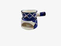 YOUR LOCAL STORE Ceramic Fondue Pot Set Premium Tea Light Melting Oil Burne Pot for Cheese Chocolate with 1 Tealight Candle (Blue)