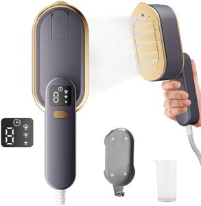 Steam Iron Travel Steamer with LCD Screen, 10S Fast Heat-up 2000W Steamer Clothing with 180° Rotatable Handle, Portable Handheld Clothes Steamer, 3 Steam Levels for Travel, Home, Office (Grey)