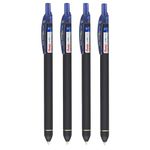 Pentel EnerGel 0.7mm Click Roller Gel Pen | Textured Grip With Retractable Mechanism | Quick Dry Ink For Smudge-Free Writing | Blue Ink, Pack of 4 Pens (BL437R)