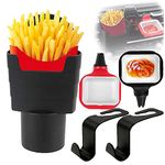 Car Dipping Sauce Holder, 2pcs Dip Clip In-Car Sauce Cup Holder and 1Pcs Car Fries Cup Holder with 2Pcs Car Headrest Hooks Car Automotive Interior Accessories for Sauce Lovers