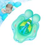 Newborn Baby Swimming Float 3-12 Months,Blue Inflatable Baby Pool Float Ring with Safety Seat Anti-Flip Tail,Inflatable Baby Swimming Ring Floating Swim Circle for Babies Toddlers Infant Swim Ring