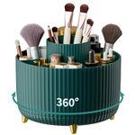 Kienlix 360° Rotating Makeup Brush Holder Organizer, Makeup Organizers Countertop, Makeup organization Skincare Storage for Vanity, Desktop, Bathroom (Green)