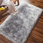 AUFELL Faux Sheepskin Rug Fluffy Rug,Fluffy Area Small Rugs Shaggy Rugs for Bedroom Rug Fluffy Sofa Floor Carpet Home Decoration Grey Rugs (Grey 23.6 x 35.4 inch)